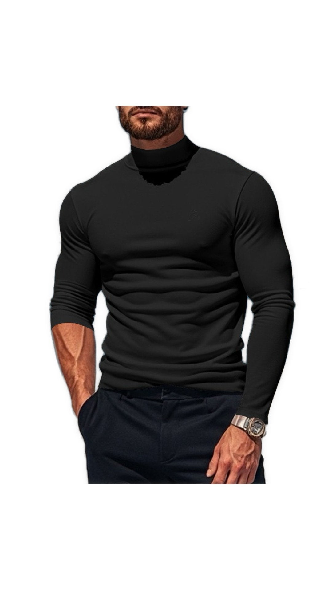 Hogul 44 - High Neck Long Sleeve Shirt for Men - Sarman Fashion - Wholesale Clothing Fashion Brand for Men from Canada