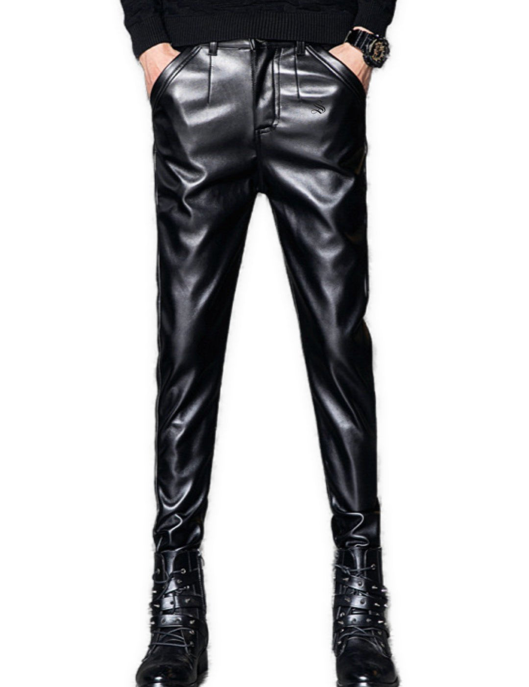 Hufgi - Black Pu - Leather Pant’s for Men - Sarman Fashion - Wholesale Clothing Fashion Brand for Men from Canada