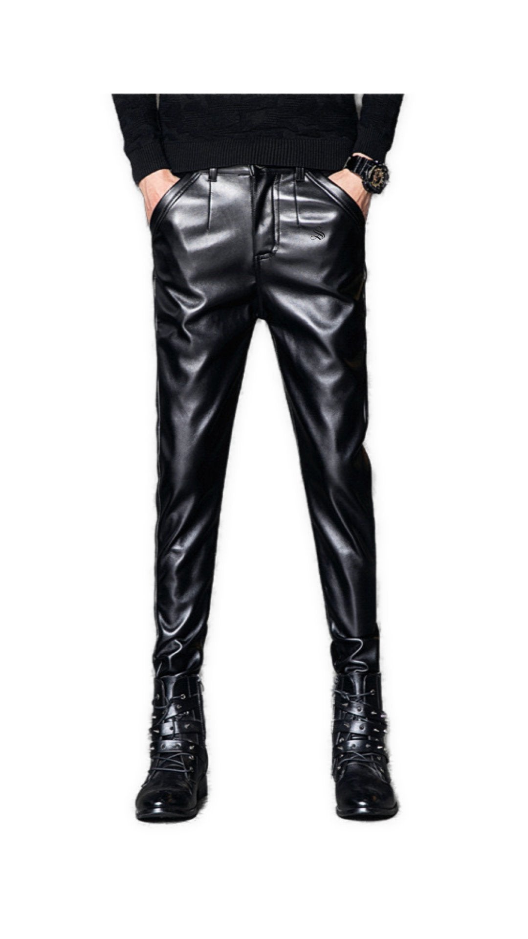 Hufgi - Black Pu - Leather Pant’s for Men - Sarman Fashion - Wholesale Clothing Fashion Brand for Men from Canada