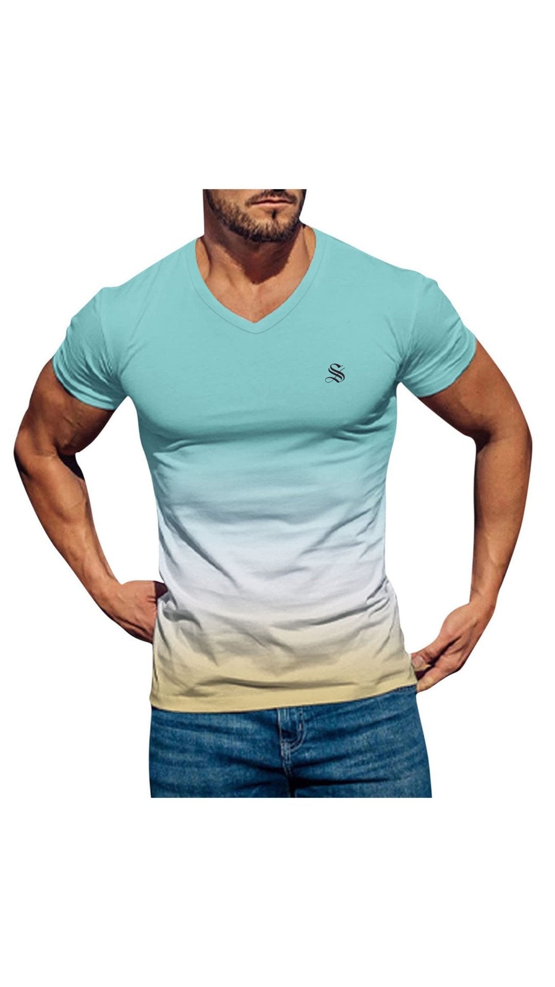 Iambad - V - Neck T - Shirt for Men - Sarman Fashion - Wholesale Clothing Fashion Brand for Men from Canada