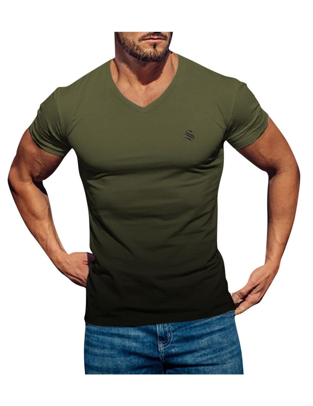 Iambad - V - Neck T - Shirt for Men - Sarman Fashion - Wholesale Clothing Fashion Brand for Men from Canada