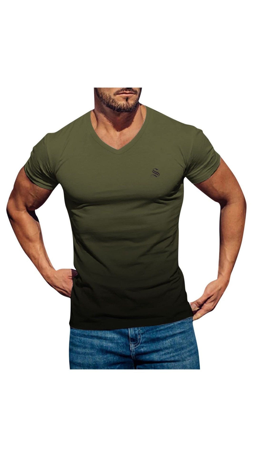 Iambad - V - Neck T - Shirt for Men - Sarman Fashion - Wholesale Clothing Fashion Brand for Men from Canada