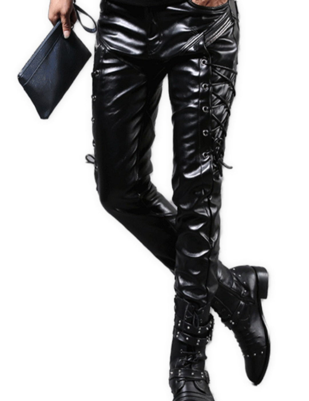 Kali - Black Pu - Leather Pant’s for Men - Sarman Fashion - Wholesale Clothing Fashion Brand for Men from Canada