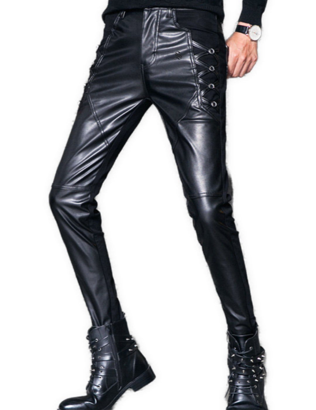 Kensas - Black Pu - Leather Pant’s for Men - Sarman Fashion - Wholesale Clothing Fashion Brand for Men from Canada