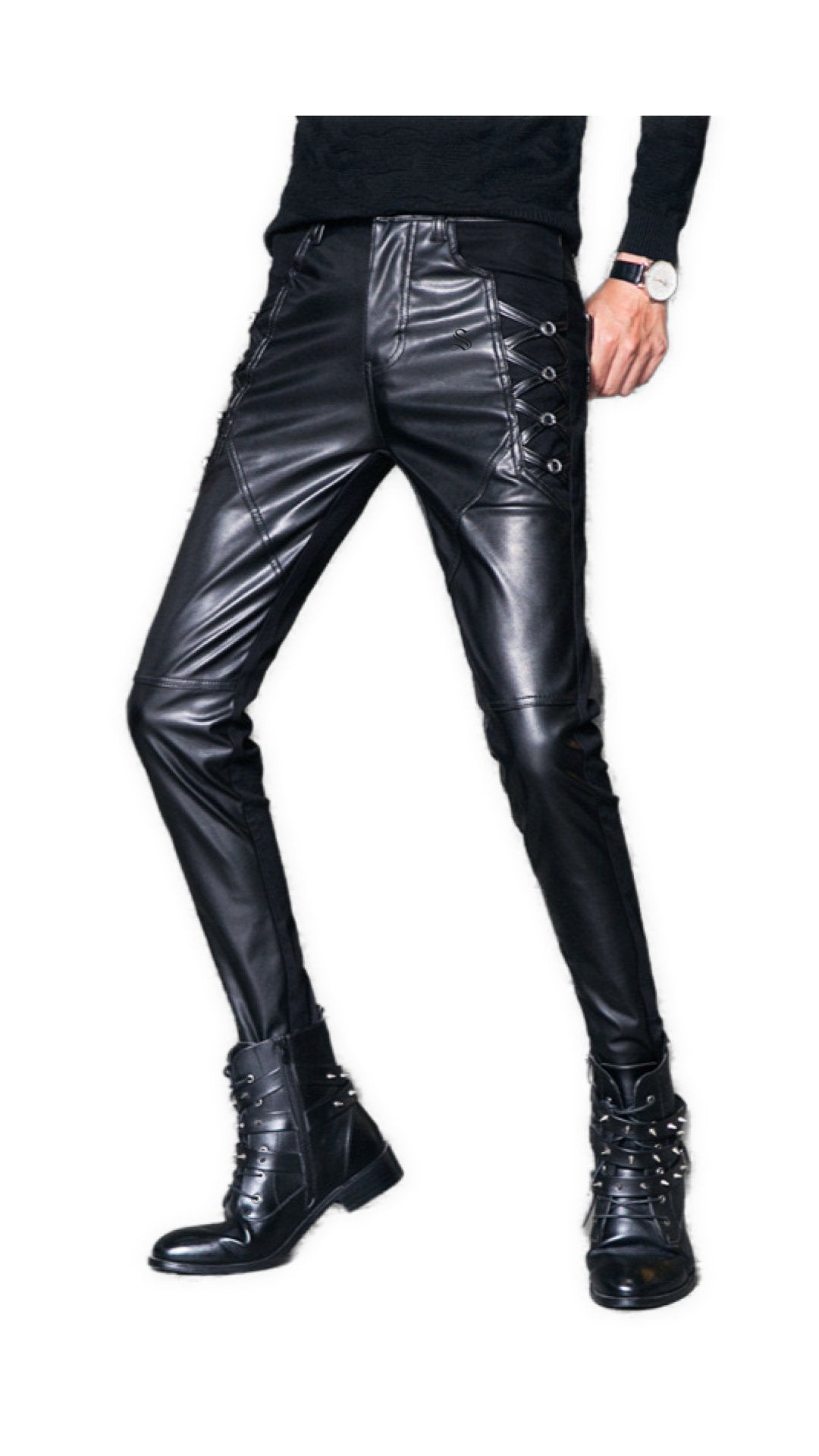 Kensas - Black Pu - Leather Pant’s for Men - Sarman Fashion - Wholesale Clothing Fashion Brand for Men from Canada