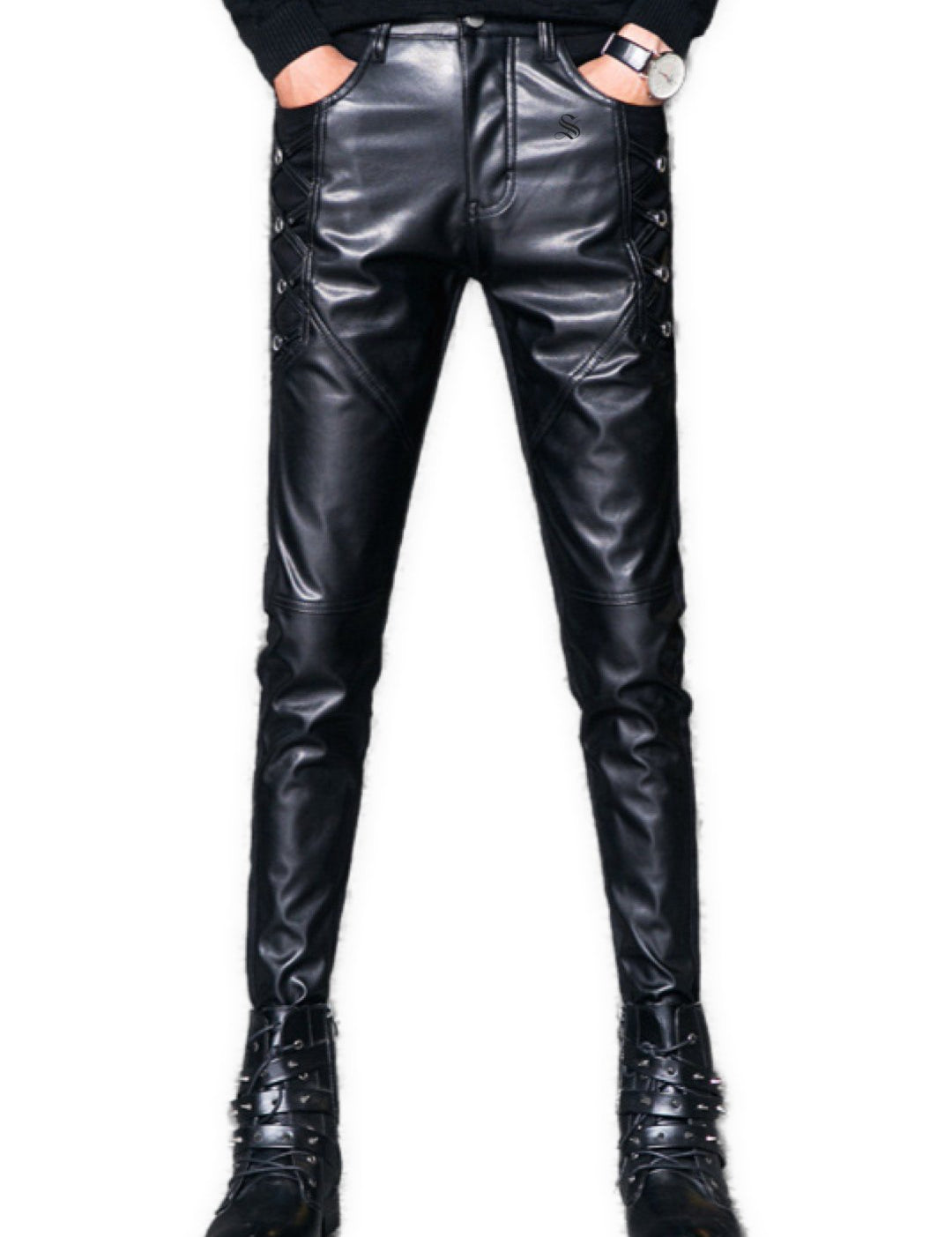 Kensas - Black Pu - Leather Pant’s for Men - Sarman Fashion - Wholesale Clothing Fashion Brand for Men from Canada