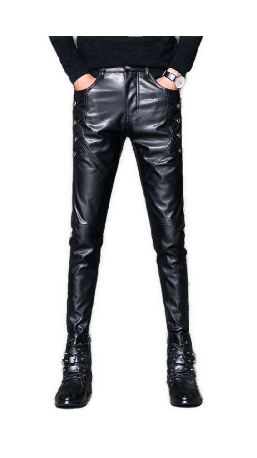 Kensas - Black Pu - Leather Pant’s for Men - Sarman Fashion - Wholesale Clothing Fashion Brand for Men from Canada