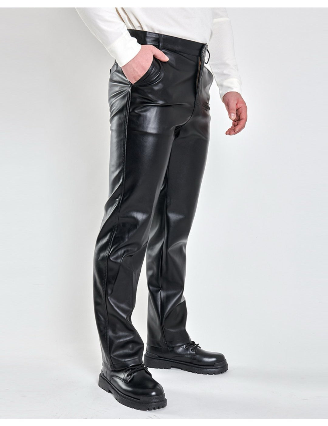 Kim 2 - Black Pu - Leather Pant’s for Men - Sarman Fashion - Wholesale Clothing Fashion Brand for Men from Canada