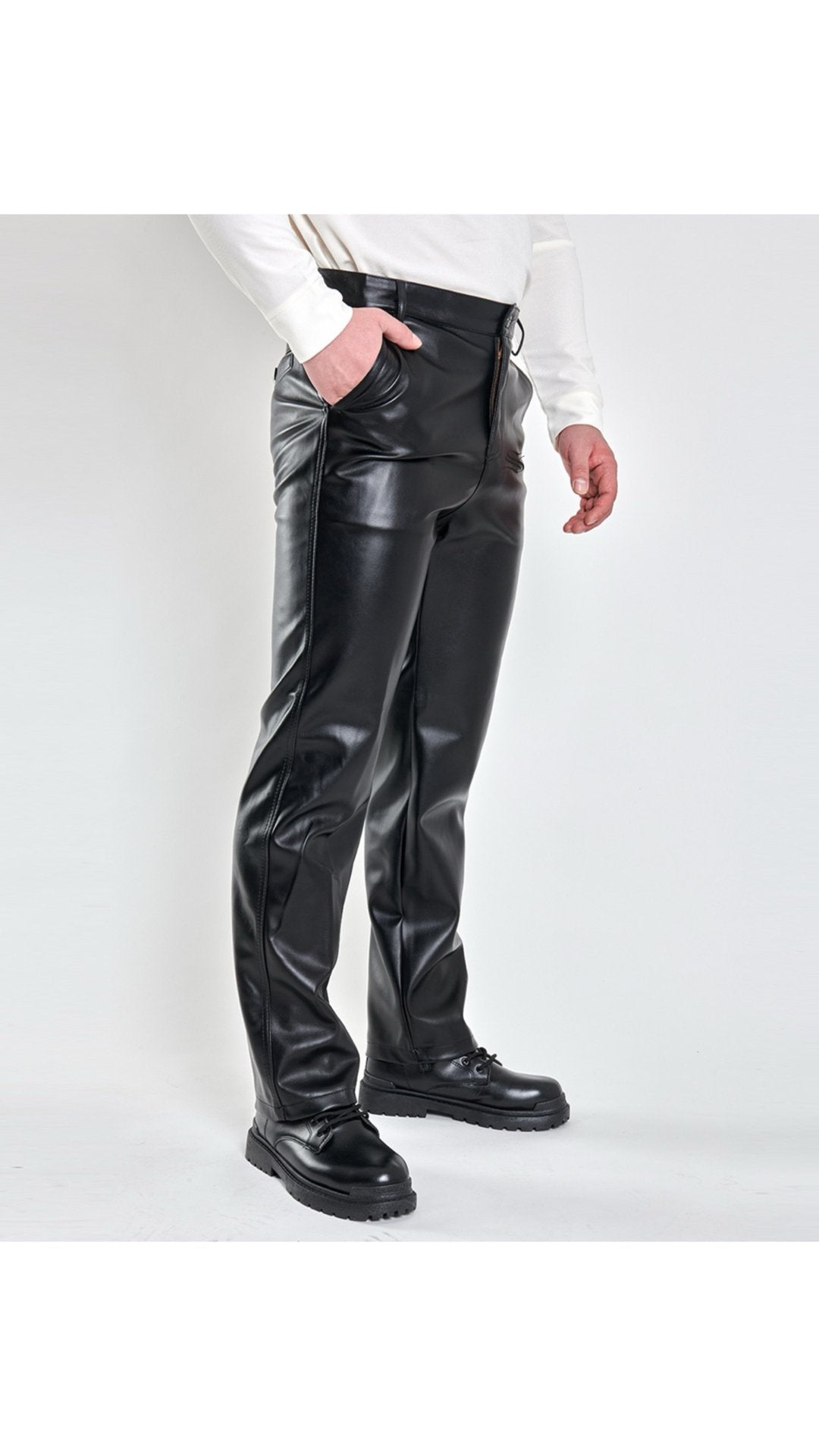 Kim 2 - Black Pu - Leather Pant’s for Men - Sarman Fashion - Wholesale Clothing Fashion Brand for Men from Canada