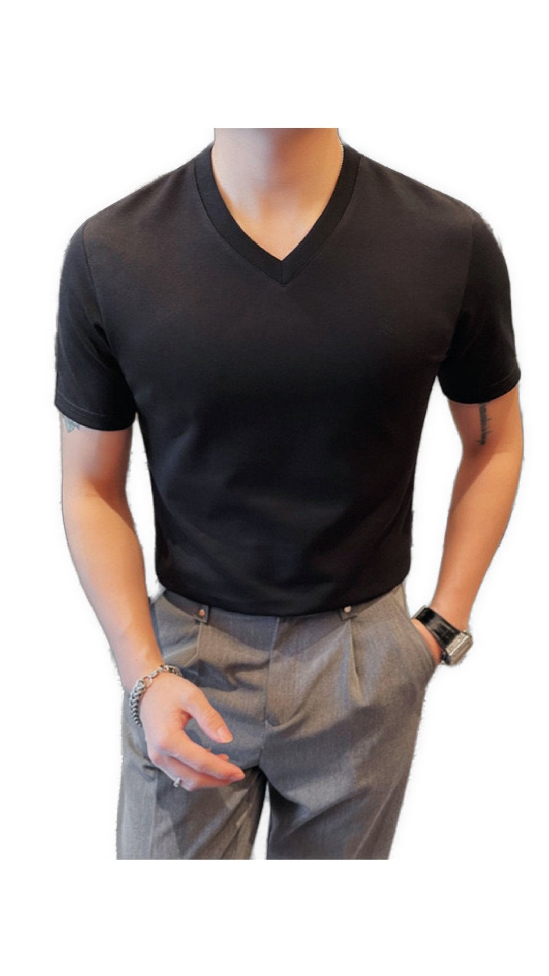 Kirki - V -Neck T-Shirt for Men - Sarman Fashion - Wholesale Clothing Fashion Brand for Men from Canada