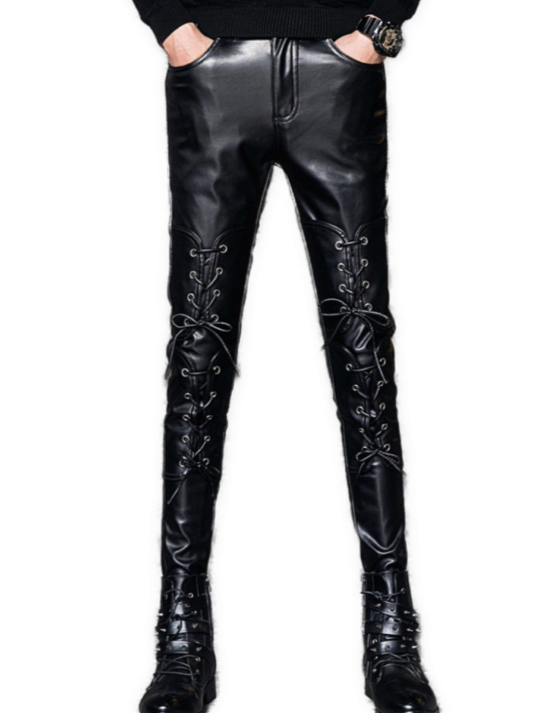 Kofolo - Black Pu - Leather Pant’s for Men - Sarman Fashion - Wholesale Clothing Fashion Brand for Men from Canada