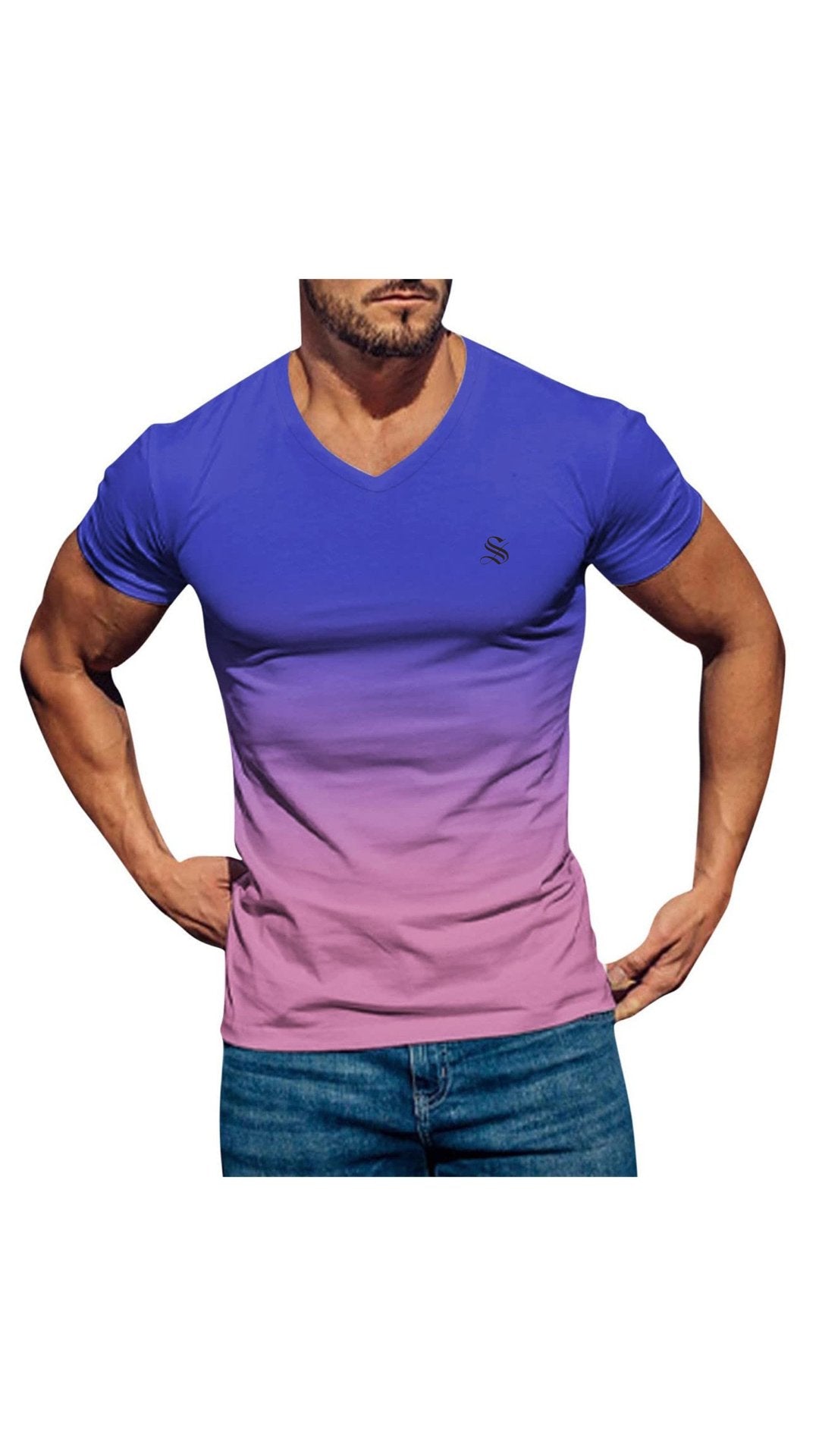 Lambad 2 - V - Neck T - Shirt for Men - Sarman Fashion - Wholesale Clothing Fashion Brand for Men from Canada