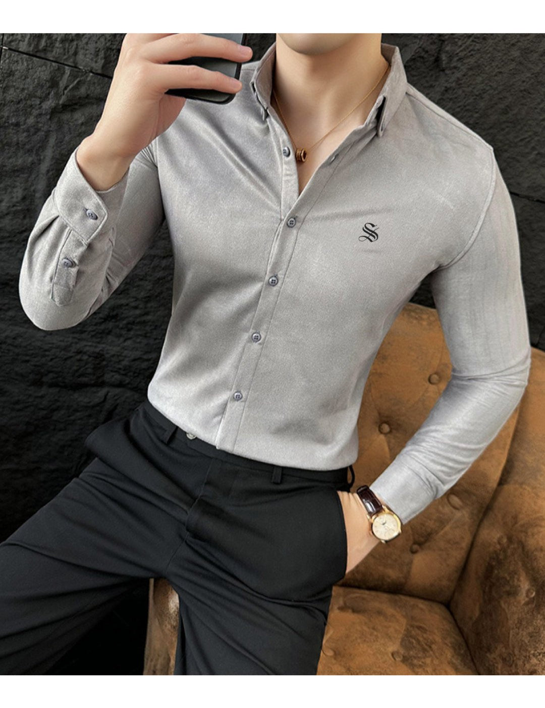 LOOOU - Long Sleeves Shirt for Men - Sarman Fashion - Wholesale Clothing Fashion Brand for Men from Canada