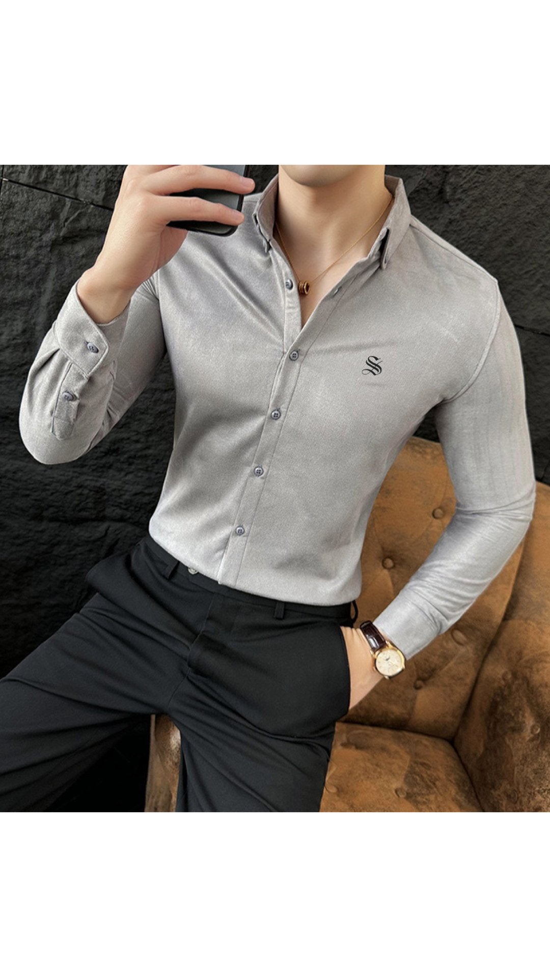 LOOOU - Long Sleeves Shirt for Men - Sarman Fashion - Wholesale Clothing Fashion Brand for Men from Canada