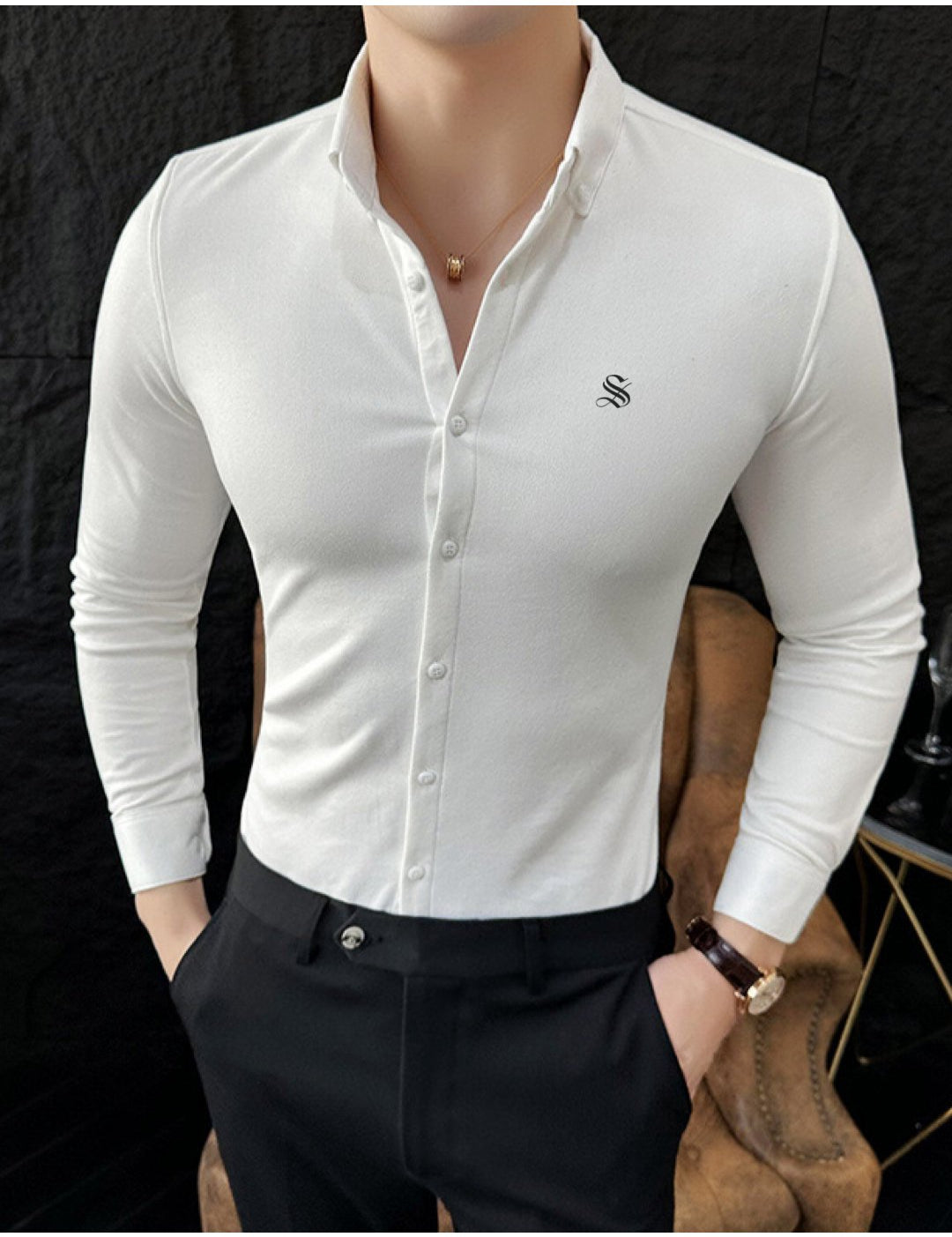 LOOOU - Long Sleeves Shirt for Men - Sarman Fashion - Wholesale Clothing Fashion Brand for Men from Canada