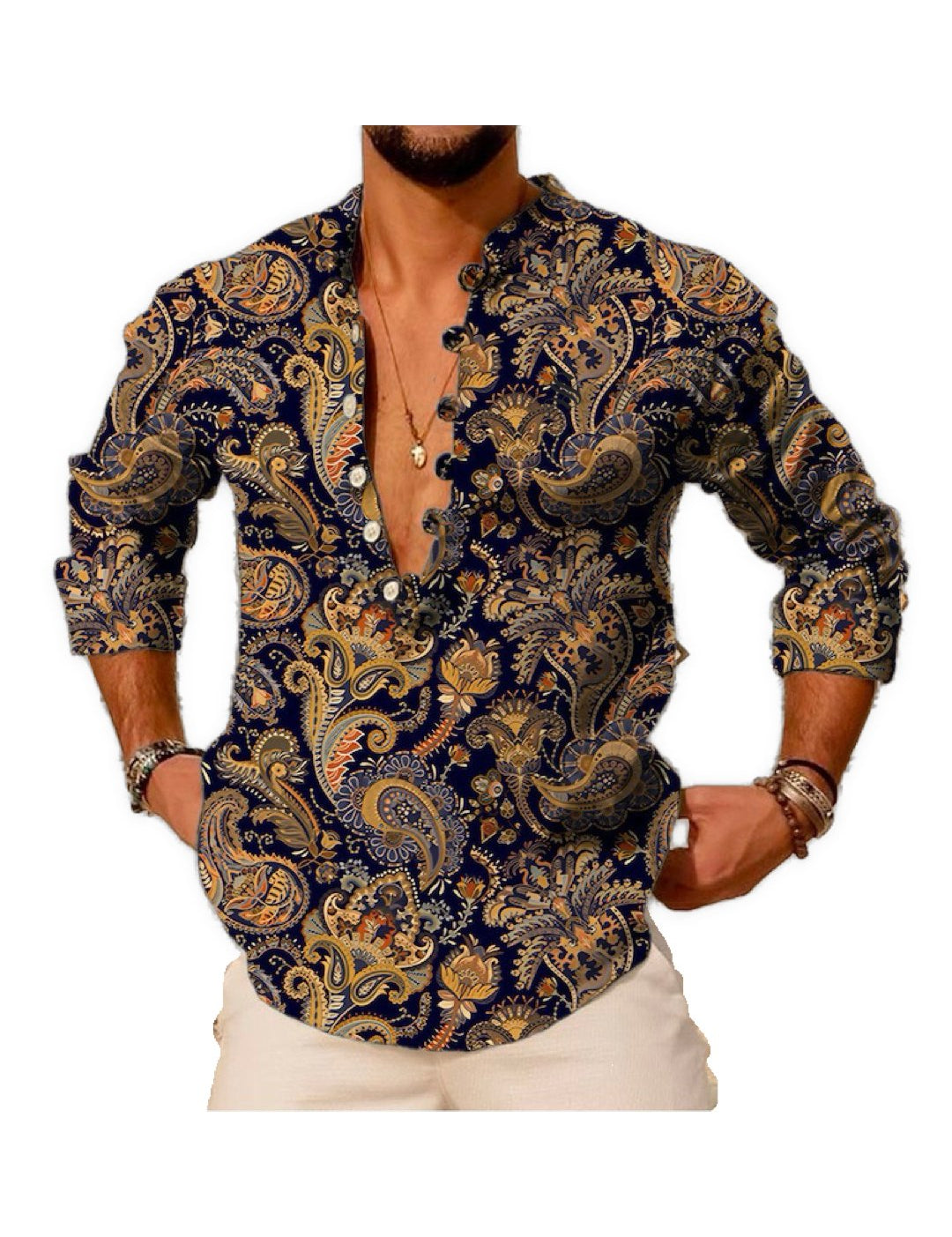 Naraw 2 - Long V - Neck Shirt for Men - Sarman Fashion - Wholesale Clothing Fashion Brand for Men from Canada