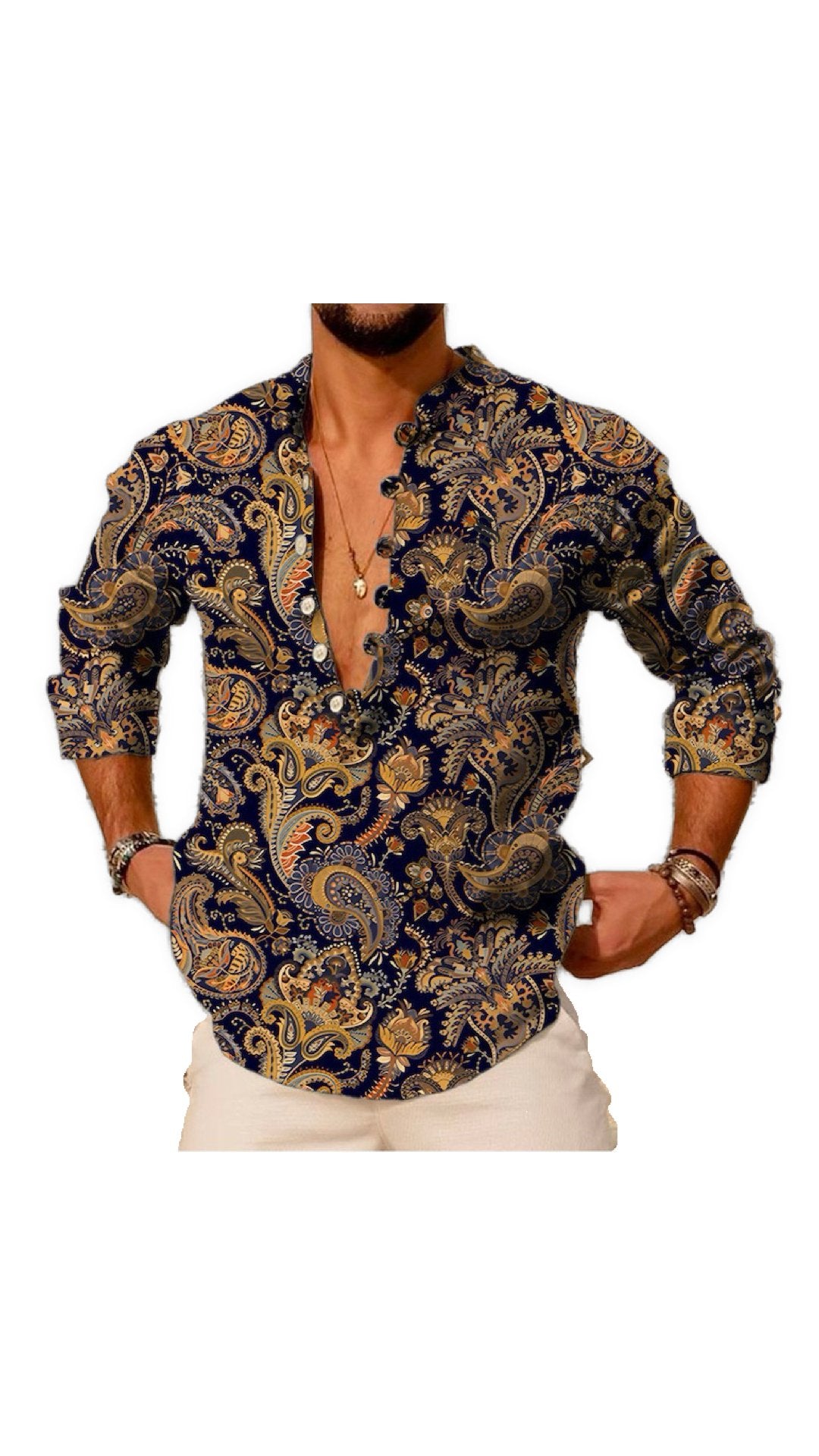 Naraw 2 - Long V - Neck Shirt for Men - Sarman Fashion - Wholesale Clothing Fashion Brand for Men from Canada