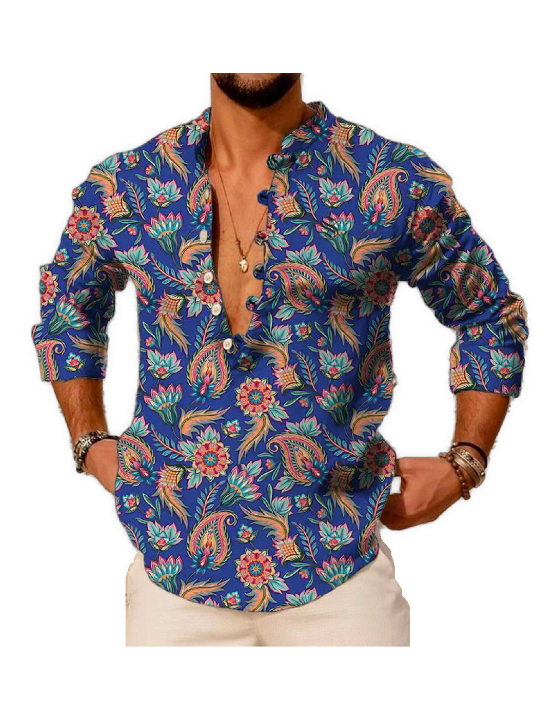 Naraw - Long V - Neck Shirt for Men - Sarman Fashion - Wholesale Clothing Fashion Brand for Men from Canada