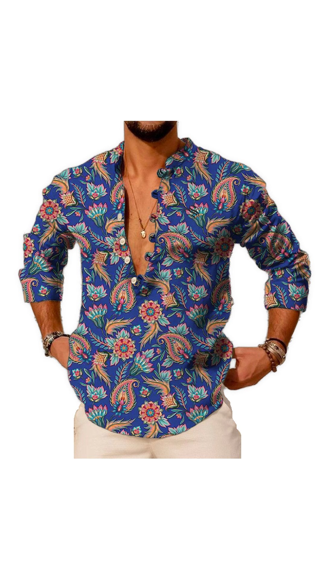 Naraw - Long V - Neck Shirt for Men - Sarman Fashion - Wholesale Clothing Fashion Brand for Men from Canada