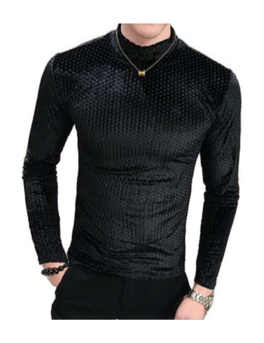 Neba - High Neck Long Sleeve Shirt for Men - Sarman Fashion - Wholesale Clothing Fashion Brand for Men from Canada