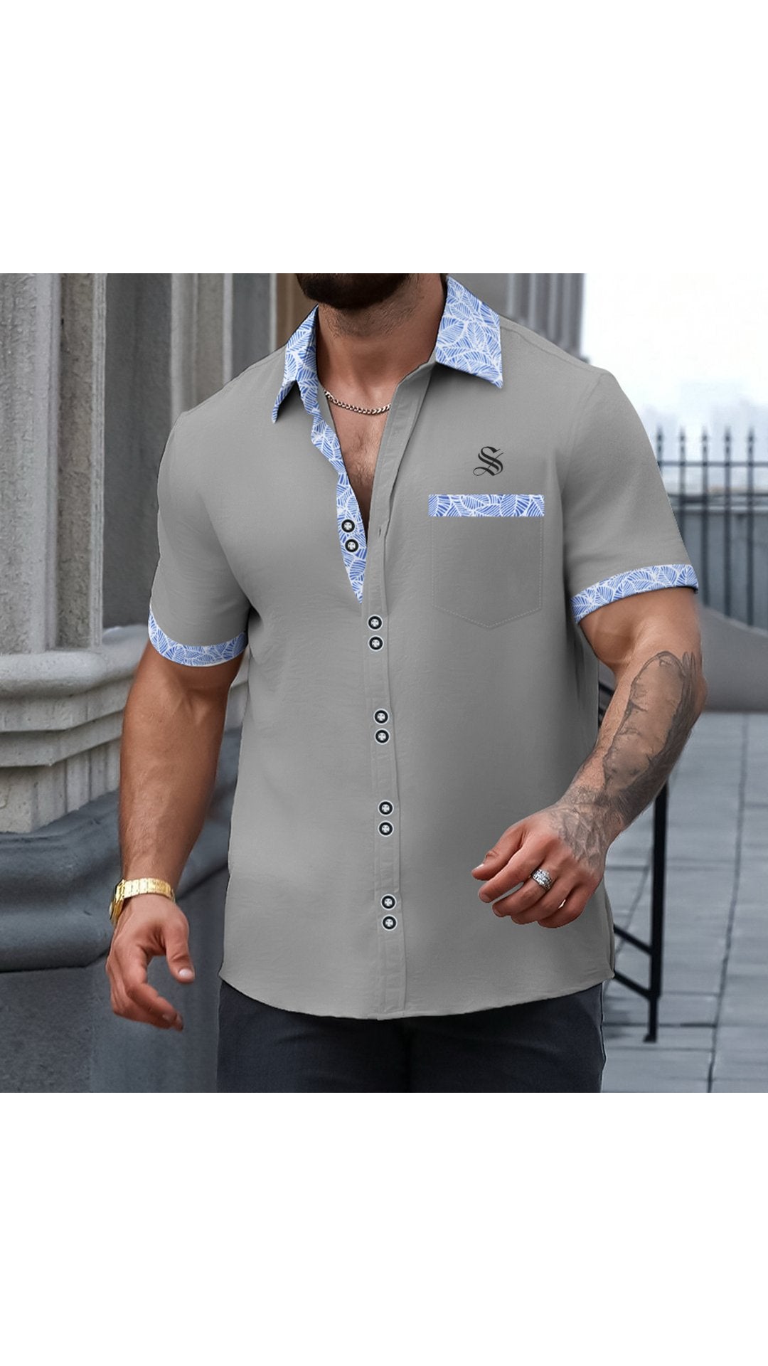 Pashtovii 2 - Short Sleeves Shirt for Men - Sarman Fashion - Wholesale Clothing Fashion Brand for Men from Canada