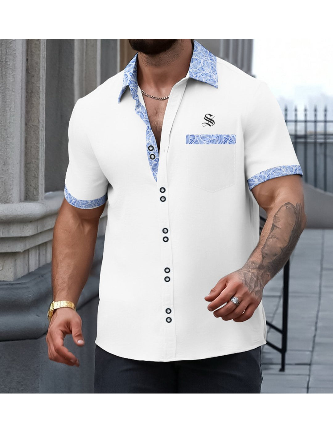 Pashtovii 2 - Short Sleeves Shirt for Men - Sarman Fashion - Wholesale Clothing Fashion Brand for Men from Canada