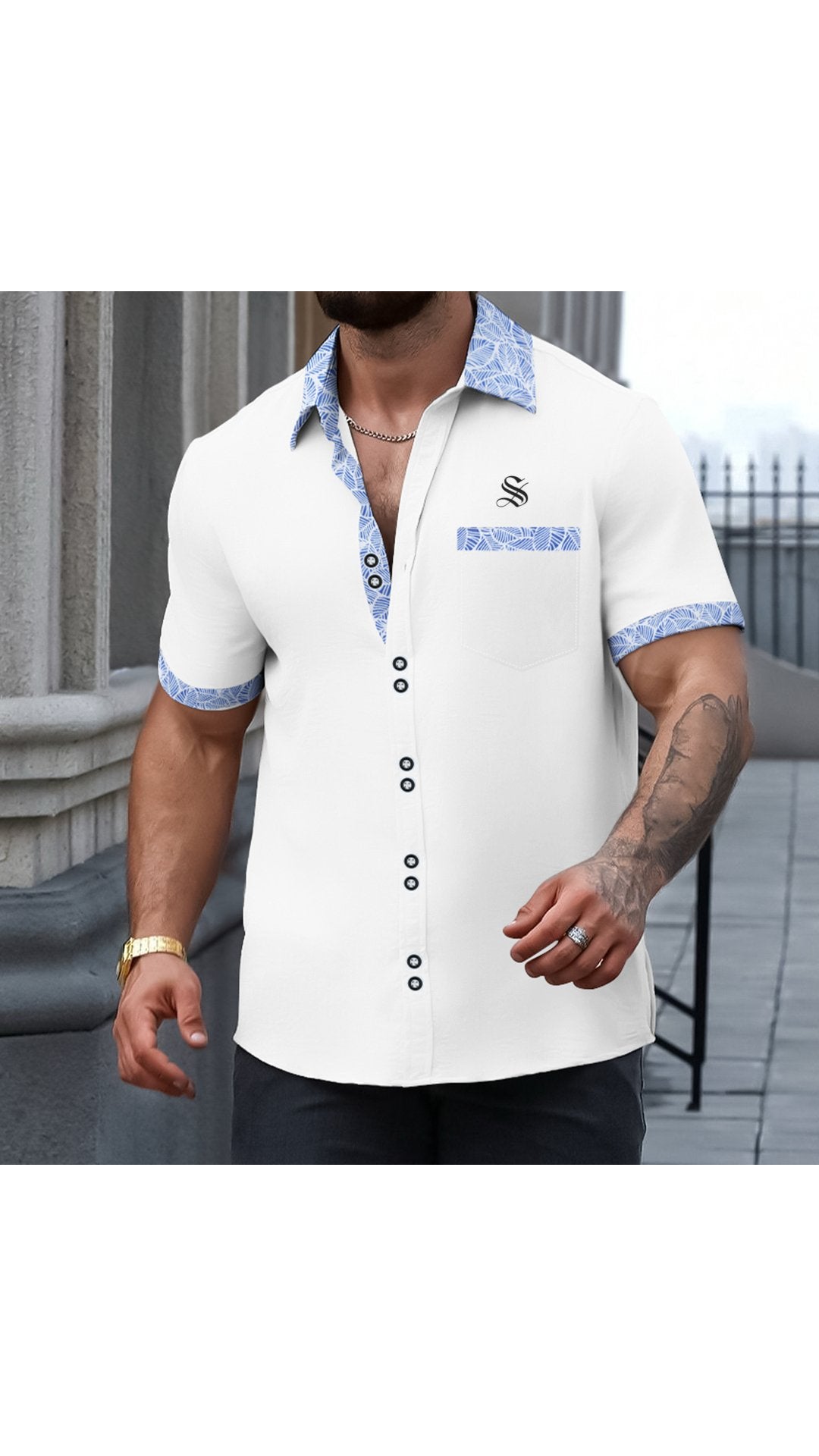 Pashtovii 2 - Short Sleeves Shirt for Men - Sarman Fashion - Wholesale Clothing Fashion Brand for Men from Canada