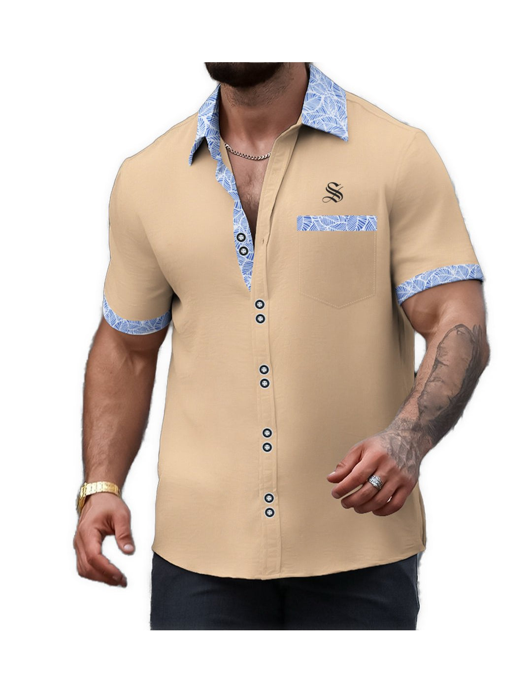 Pashtovii 2 - Short Sleeves Shirt for Men - Sarman Fashion - Wholesale Clothing Fashion Brand for Men from Canada