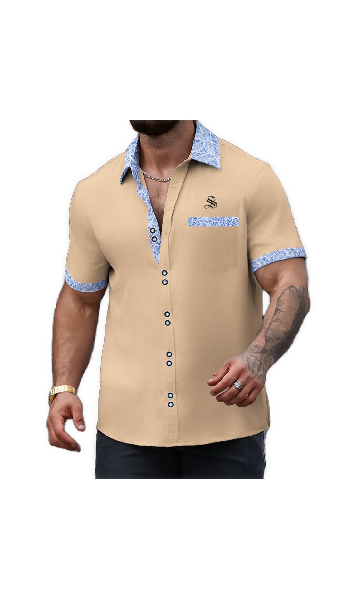 Pashtovii 2 - Short Sleeves Shirt for Men - Sarman Fashion - Wholesale Clothing Fashion Brand for Men from Canada