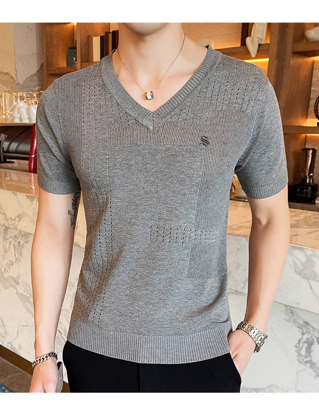 Pennsu - V-Neck T-Shirt for Men - Sarman Fashion - Wholesale Clothing Fashion Brand for Men from Canada