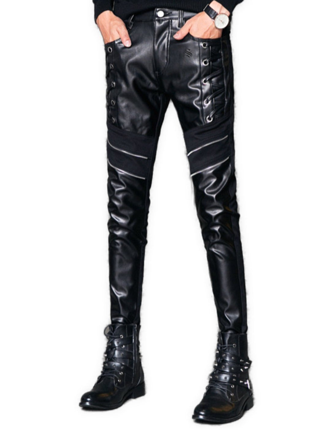 Sahu - Black Pu - Leather Pant’s for Men - Sarman Fashion - Wholesale Clothing Fashion Brand for Men from Canada