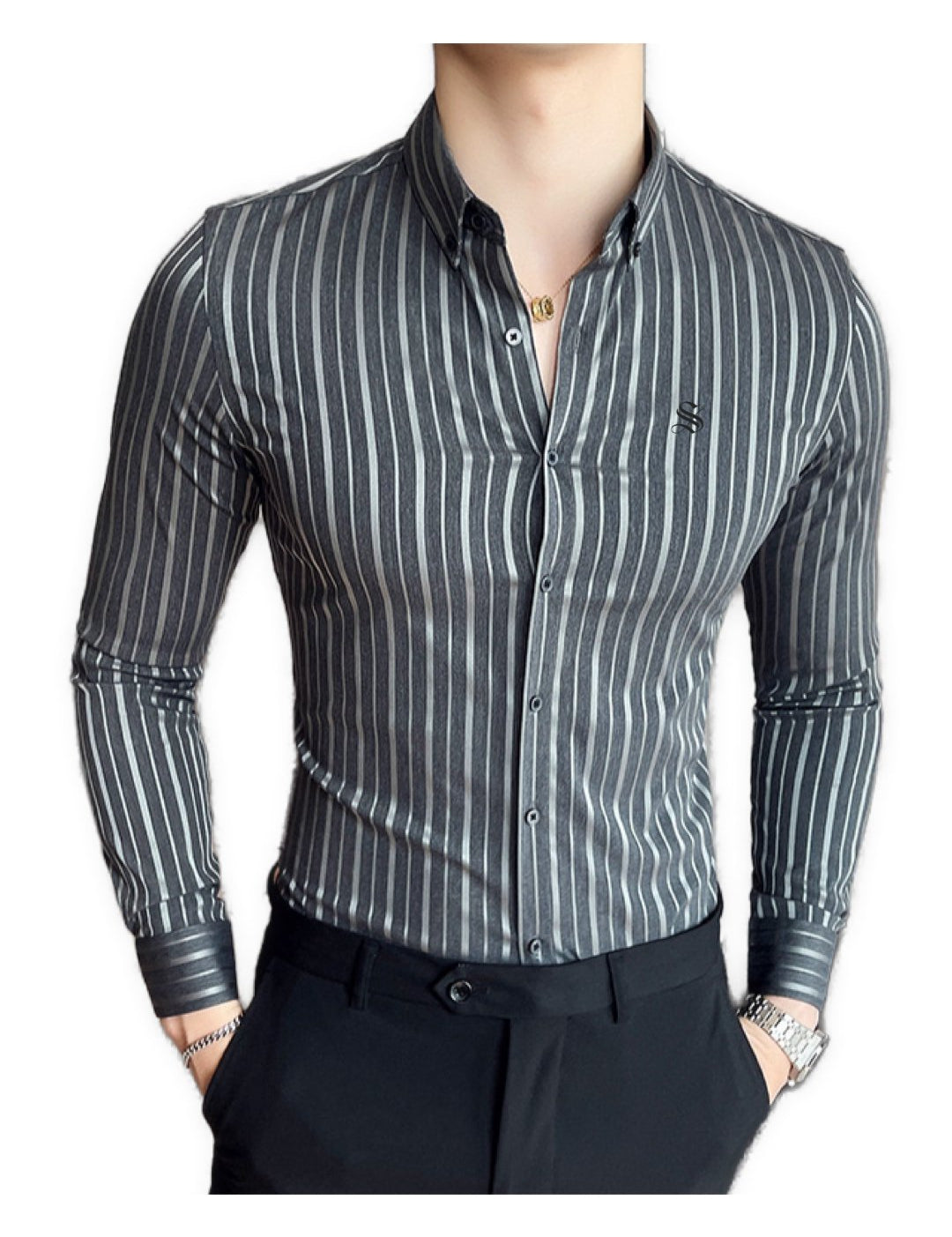 StripDragon 22 - Long Sleeves Shirt for Men - Sarman Fashion - Wholesale Clothing Fashion Brand for Men from Canada