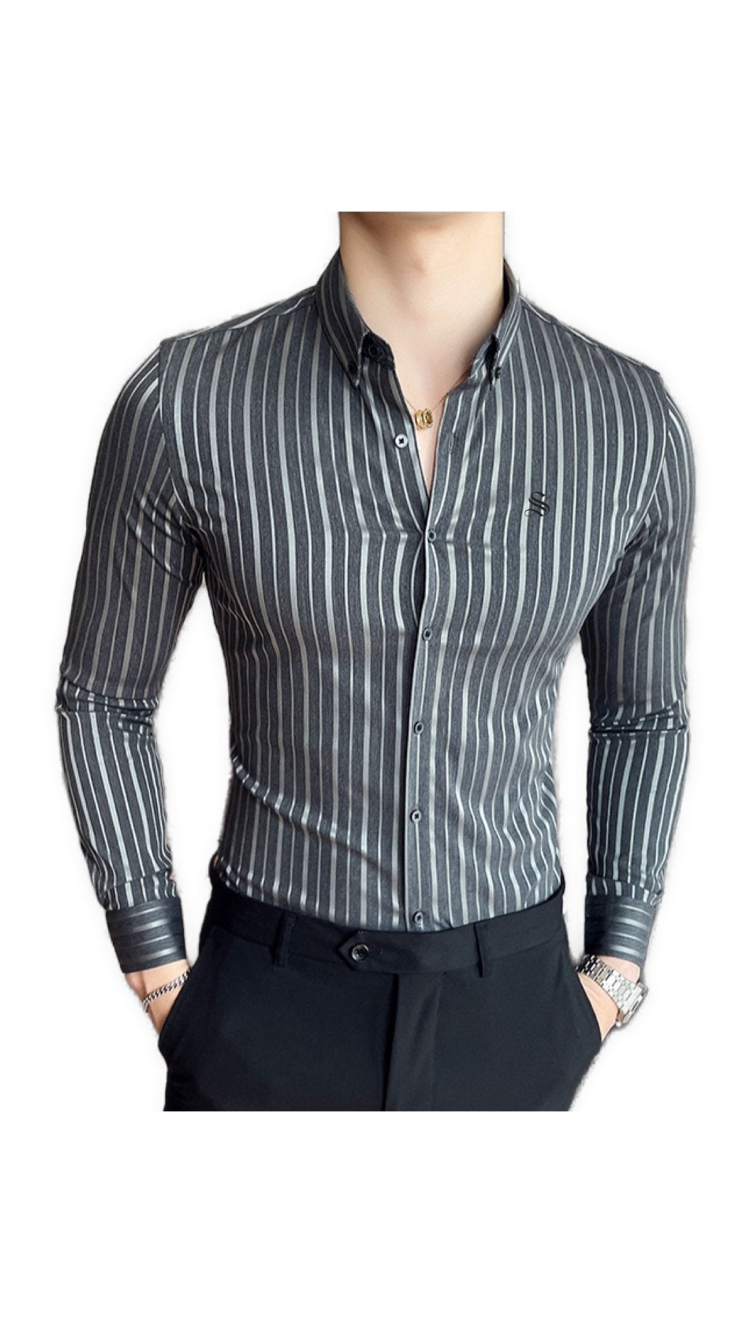 StripDragon 22 - Long Sleeves Shirt for Men - Sarman Fashion - Wholesale Clothing Fashion Brand for Men from Canada