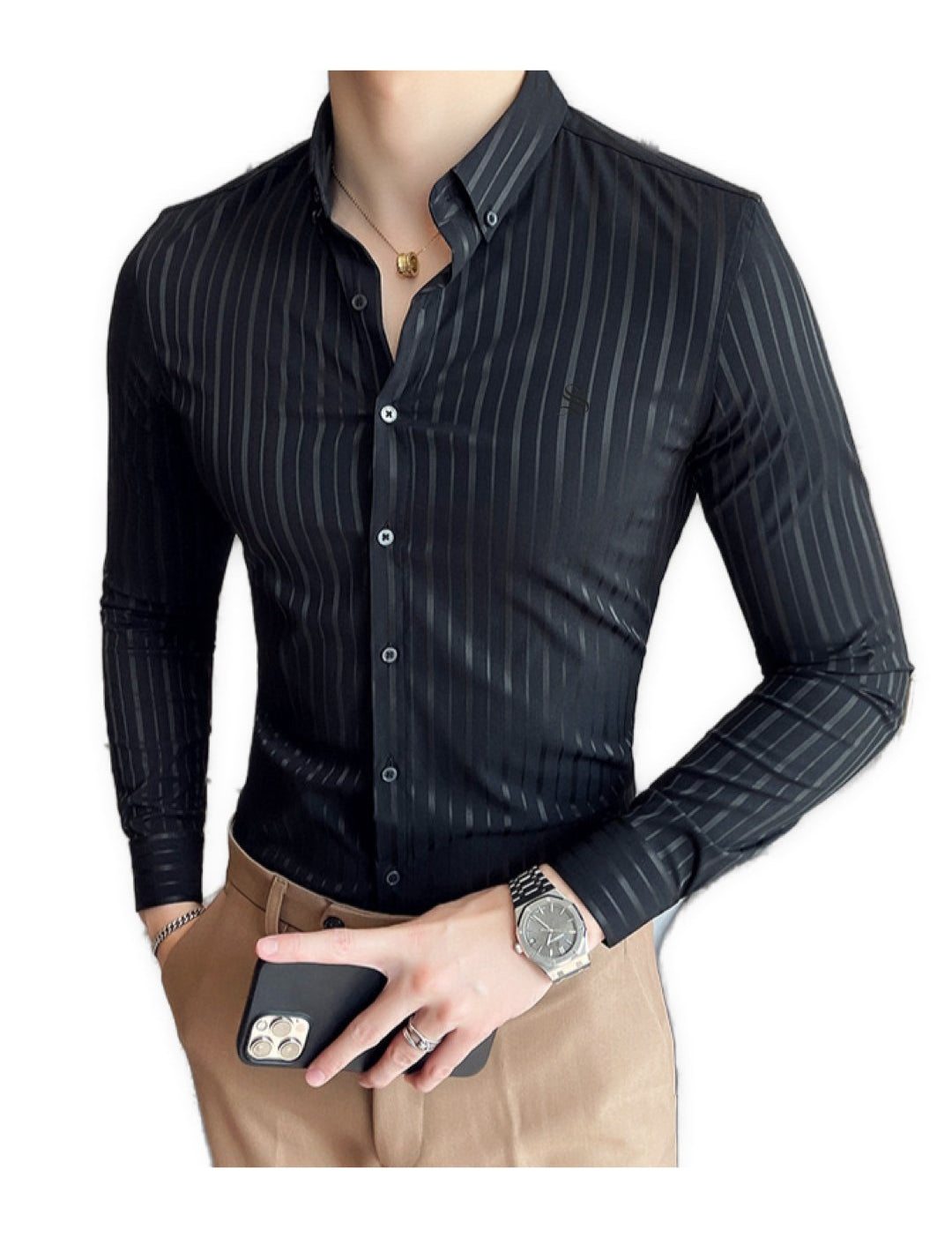 StripDragon 22 - Long Sleeves Shirt for Men - Sarman Fashion - Wholesale Clothing Fashion Brand for Men from Canada