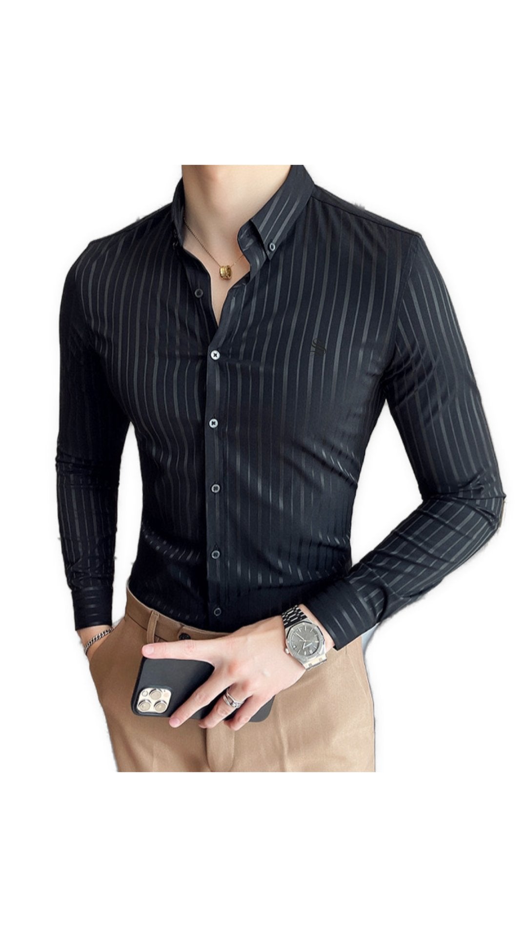 StripDragon 22 - Long Sleeves Shirt for Men - Sarman Fashion - Wholesale Clothing Fashion Brand for Men from Canada