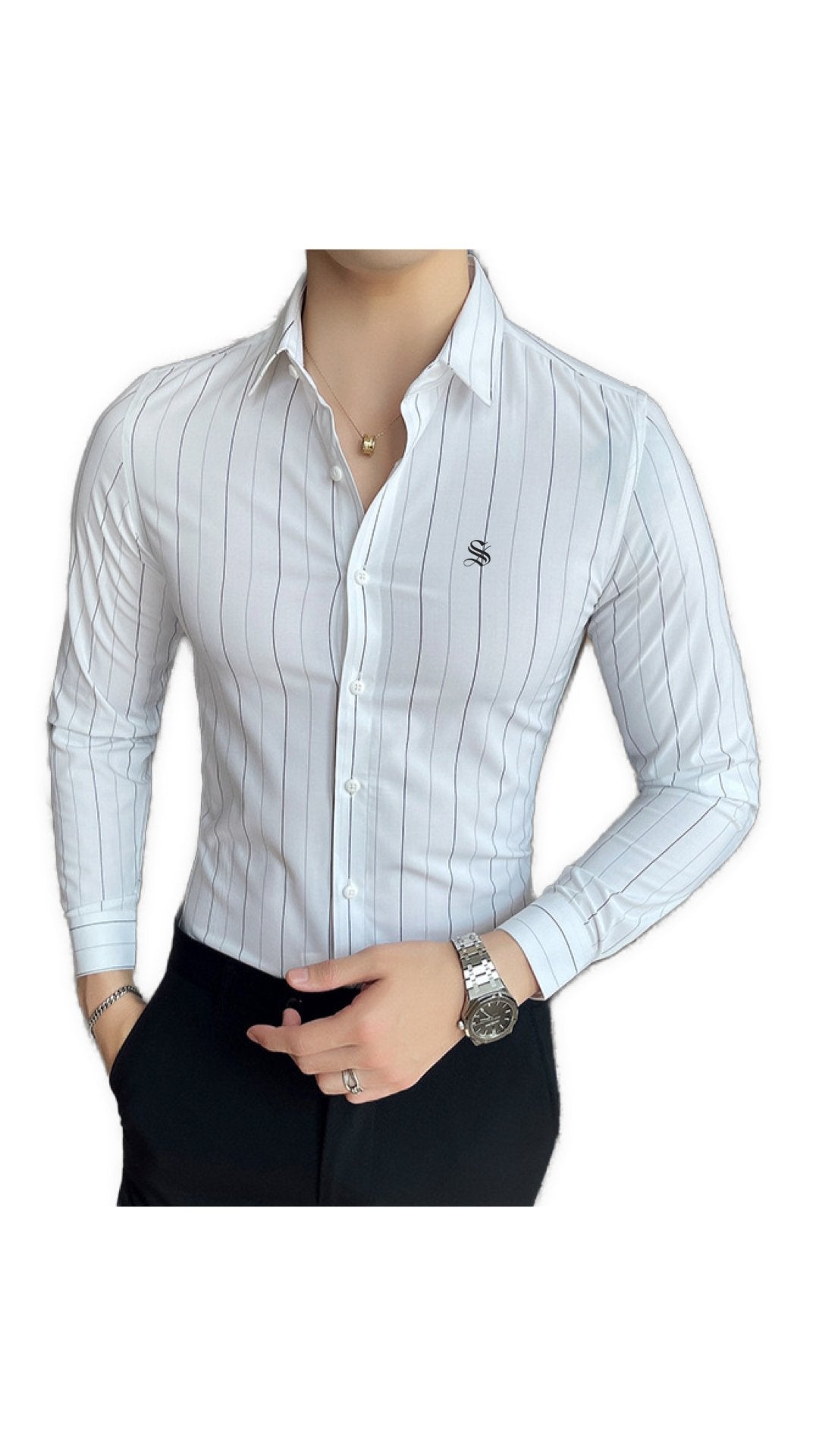 StripDragon 23 - Long Sleeves Shirt for Men - Sarman Fashion - Wholesale Clothing Fashion Brand for Men from Canada