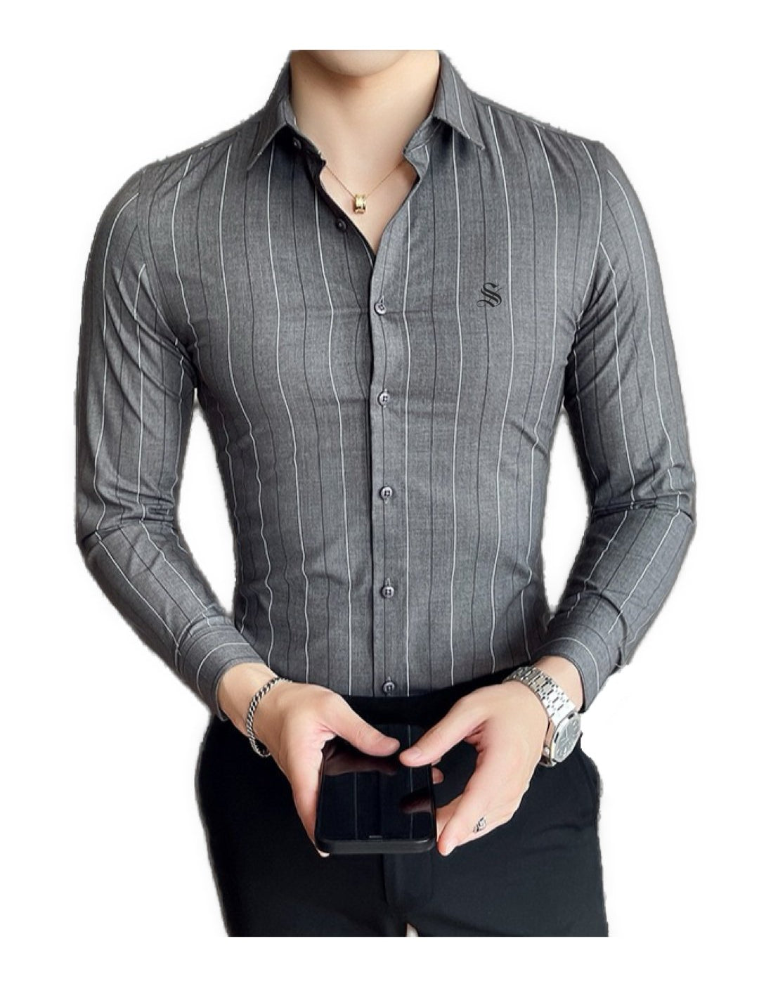 StripDragon 23 - Long Sleeves Shirt for Men - Sarman Fashion - Wholesale Clothing Fashion Brand for Men from Canada