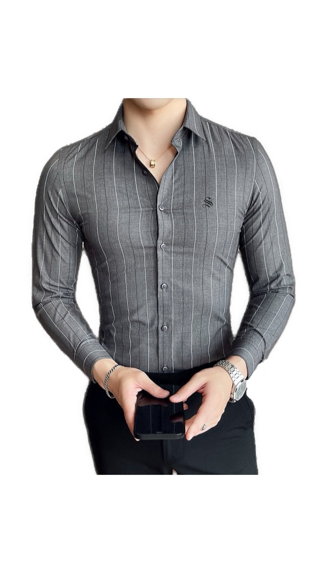 StripDragon 23 - Long Sleeves Shirt for Men - Sarman Fashion - Wholesale Clothing Fashion Brand for Men from Canada