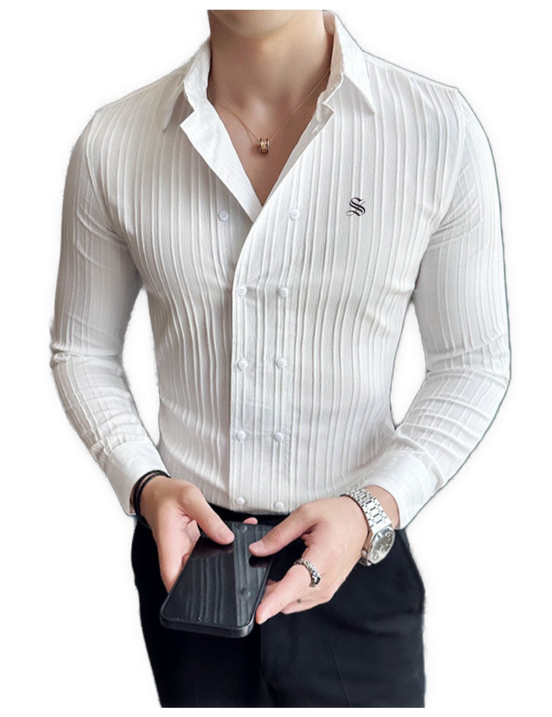 StripDragon 4 - Long Sleeves Shirt for Men - Sarman Fashion - Wholesale Clothing Fashion Brand for Men from Canada