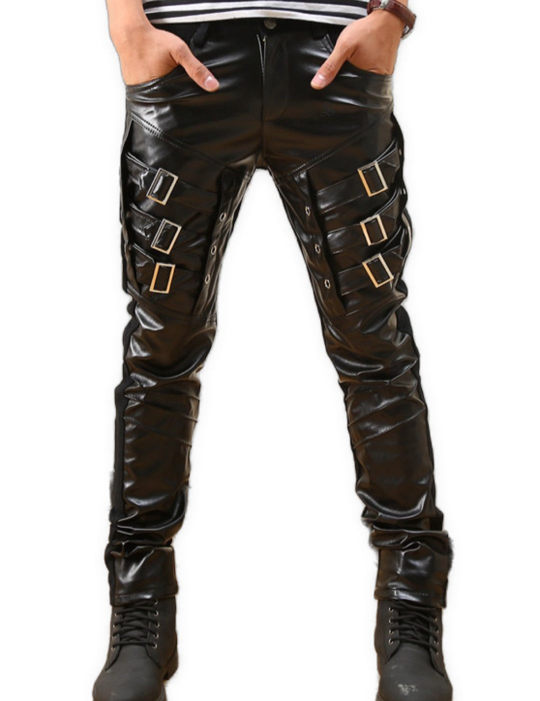 Stromnu - Black Pu - Leather Pant’s for Men - Sarman Fashion - Wholesale Clothing Fashion Brand for Men from Canada