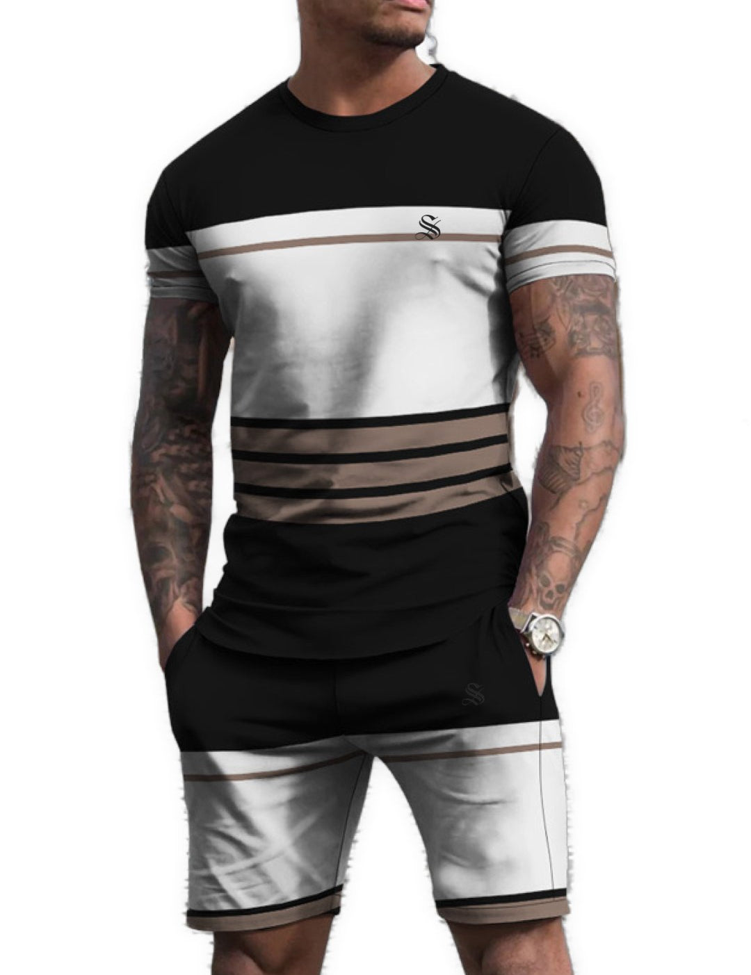 Tonal 5 - Complete Set T - Shirt & Shorts for Men - Sarman Fashion - Wholesale Clothing Fashion Brand for Men from Canada