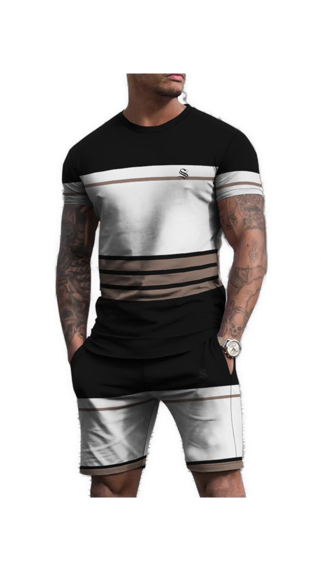 Tonal 5 - Complete Set T - Shirt & Shorts for Men - Sarman Fashion - Wholesale Clothing Fashion Brand for Men from Canada