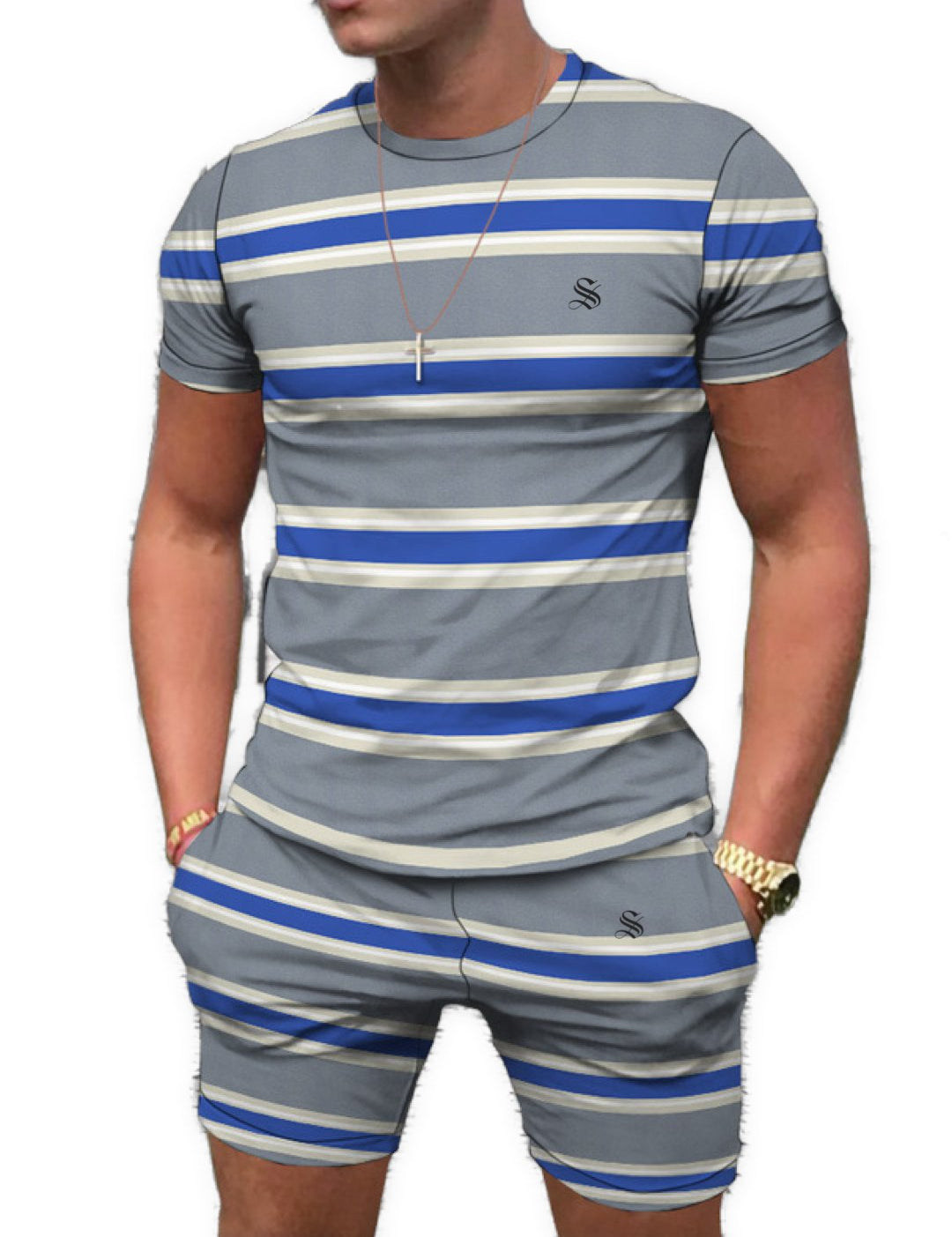 Tonal 7 - Complete Set T - Shirt & Shorts for Men - Sarman Fashion - Wholesale Clothing Fashion Brand for Men from Canada