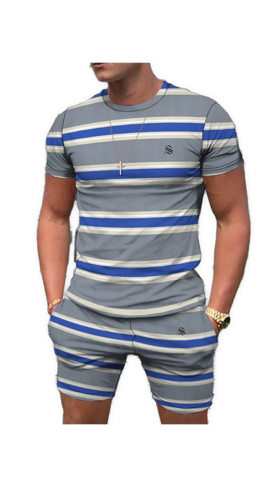 Tonal 7 - Complete Set T - Shirt & Shorts for Men - Sarman Fashion - Wholesale Clothing Fashion Brand for Men from Canada