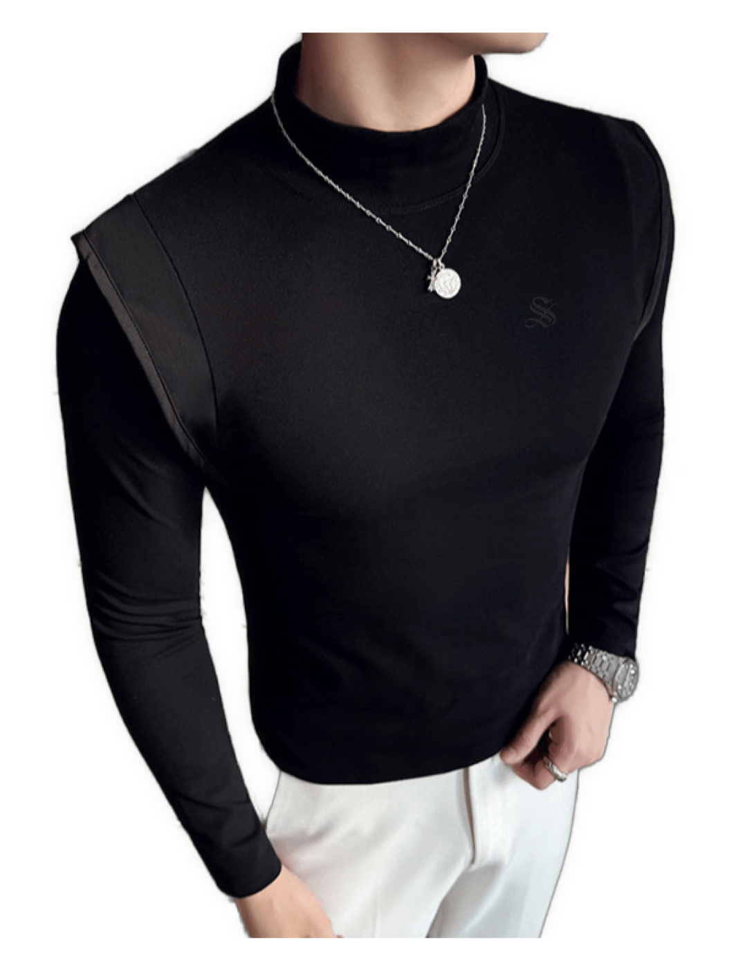 ULG 10 - High Neck Long Sleeve Shirt for Men - Sarman Fashion - Wholesale Clothing Fashion Brand for Men from Canada