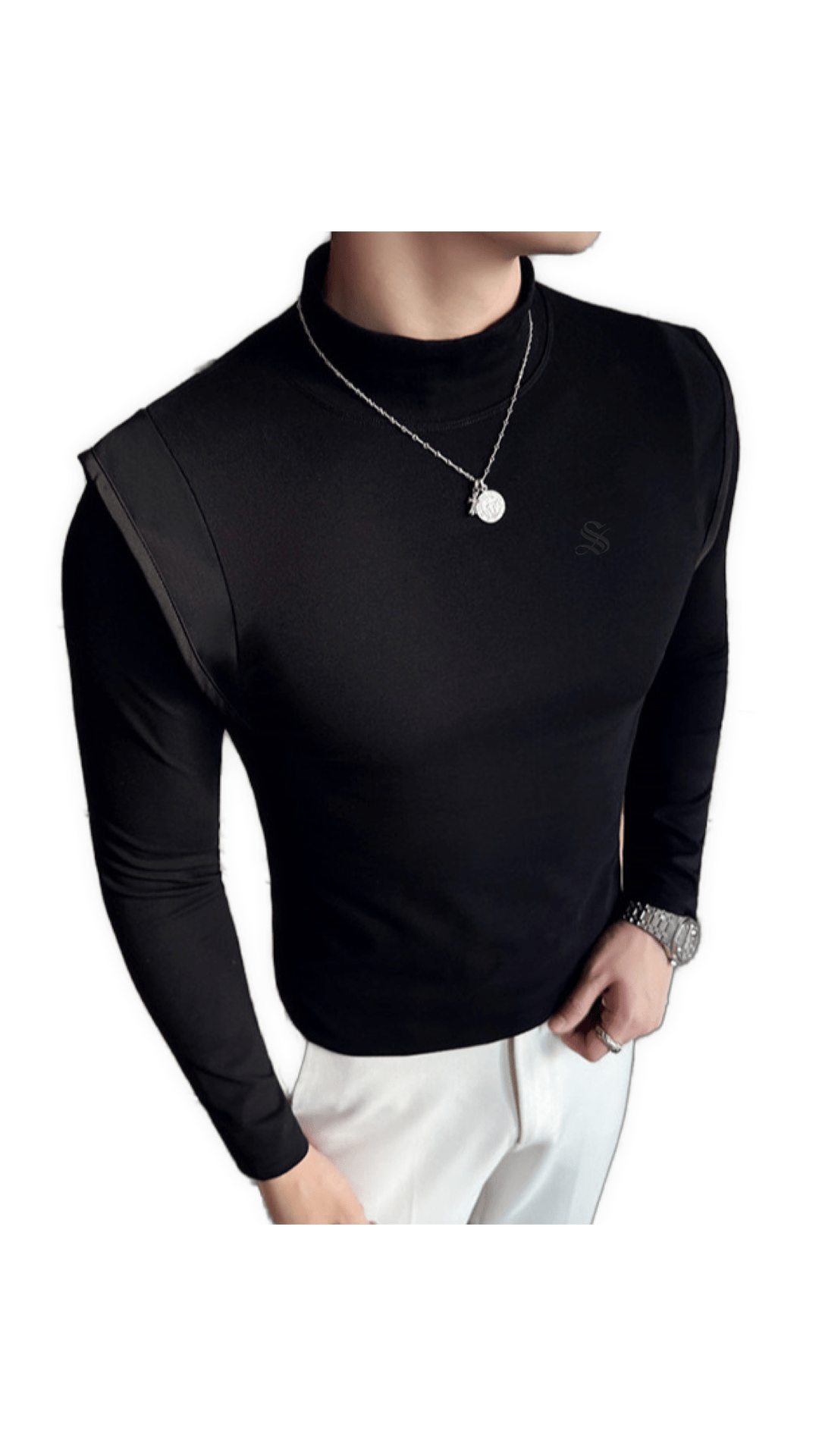 ULG 10 - High Neck Long Sleeve Shirt for Men - Sarman Fashion - Wholesale Clothing Fashion Brand for Men from Canada