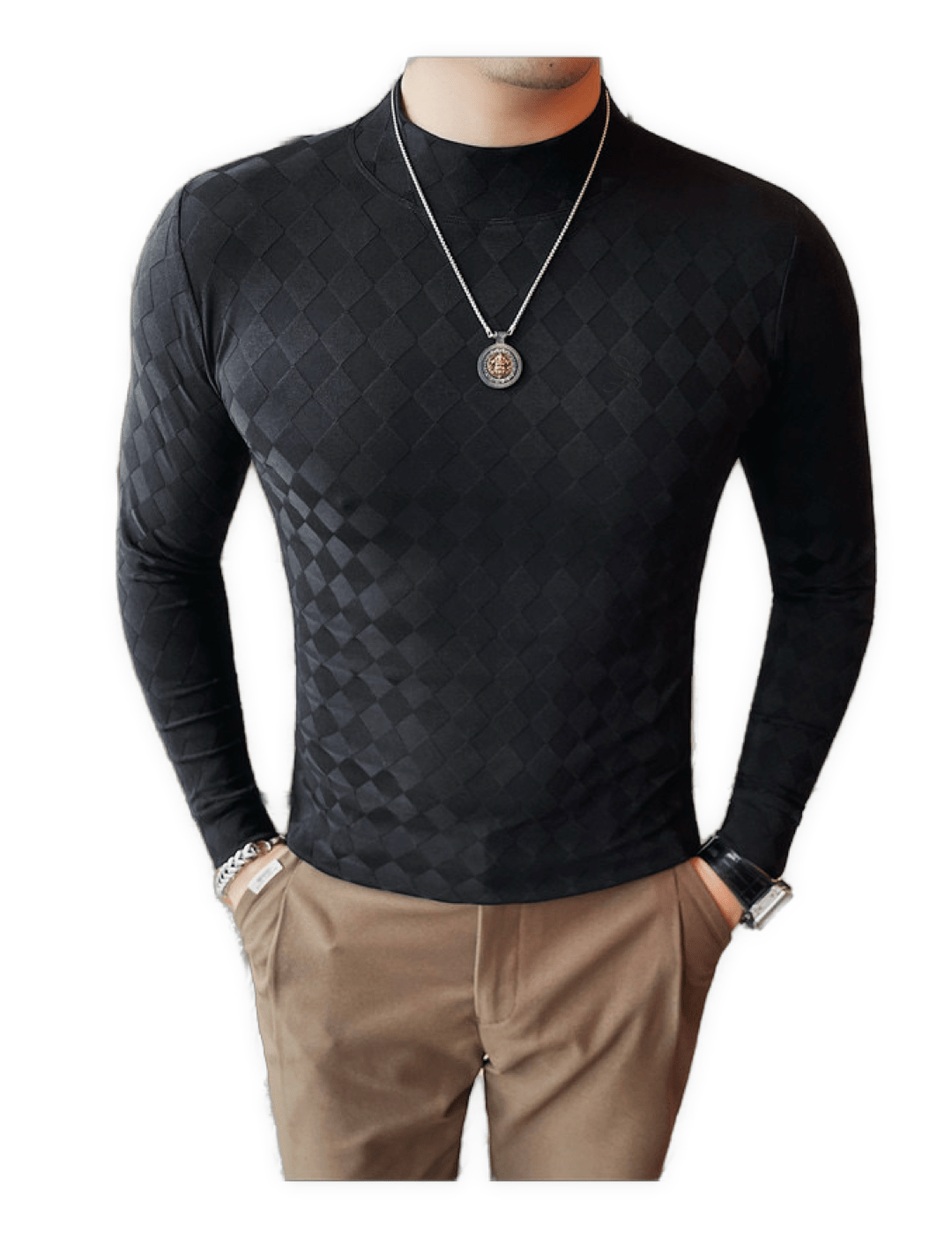 ULG 2 - High Neck Long Sleeve Shirt for Men - Sarman Fashion - Wholesale Clothing Fashion Brand for Men from Canada