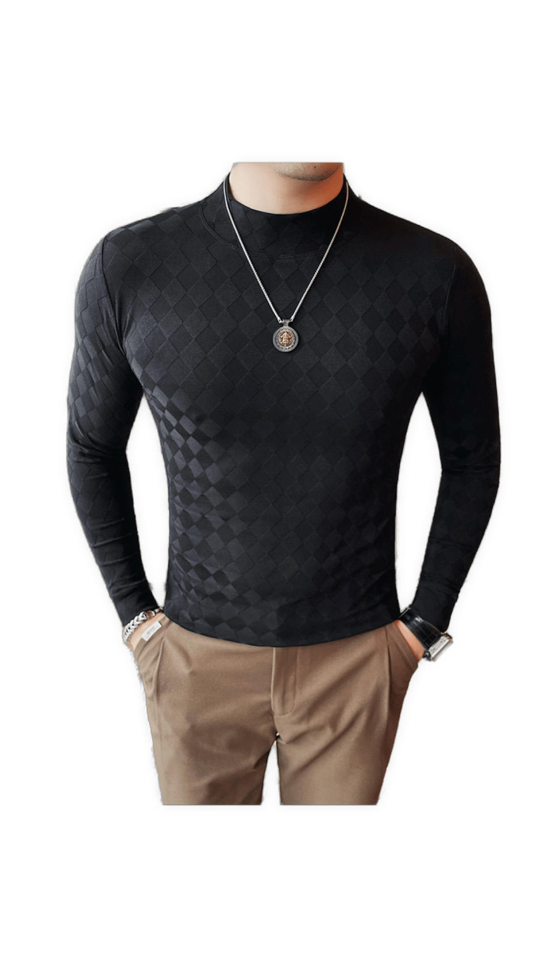 ULG 2 - High Neck Long Sleeve Shirt for Men - Sarman Fashion - Wholesale Clothing Fashion Brand for Men from Canada