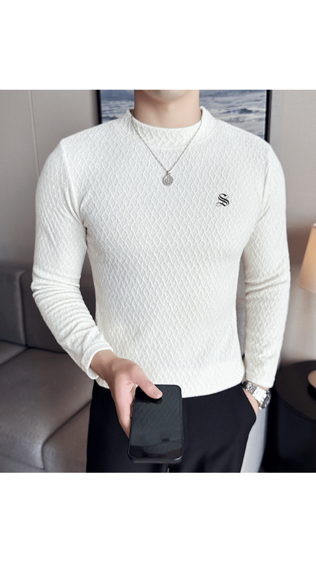 ULG 3 - High Neck Long Sleeve Shirt for Men - Sarman Fashion - Wholesale Clothing Fashion Brand for Men from Canada