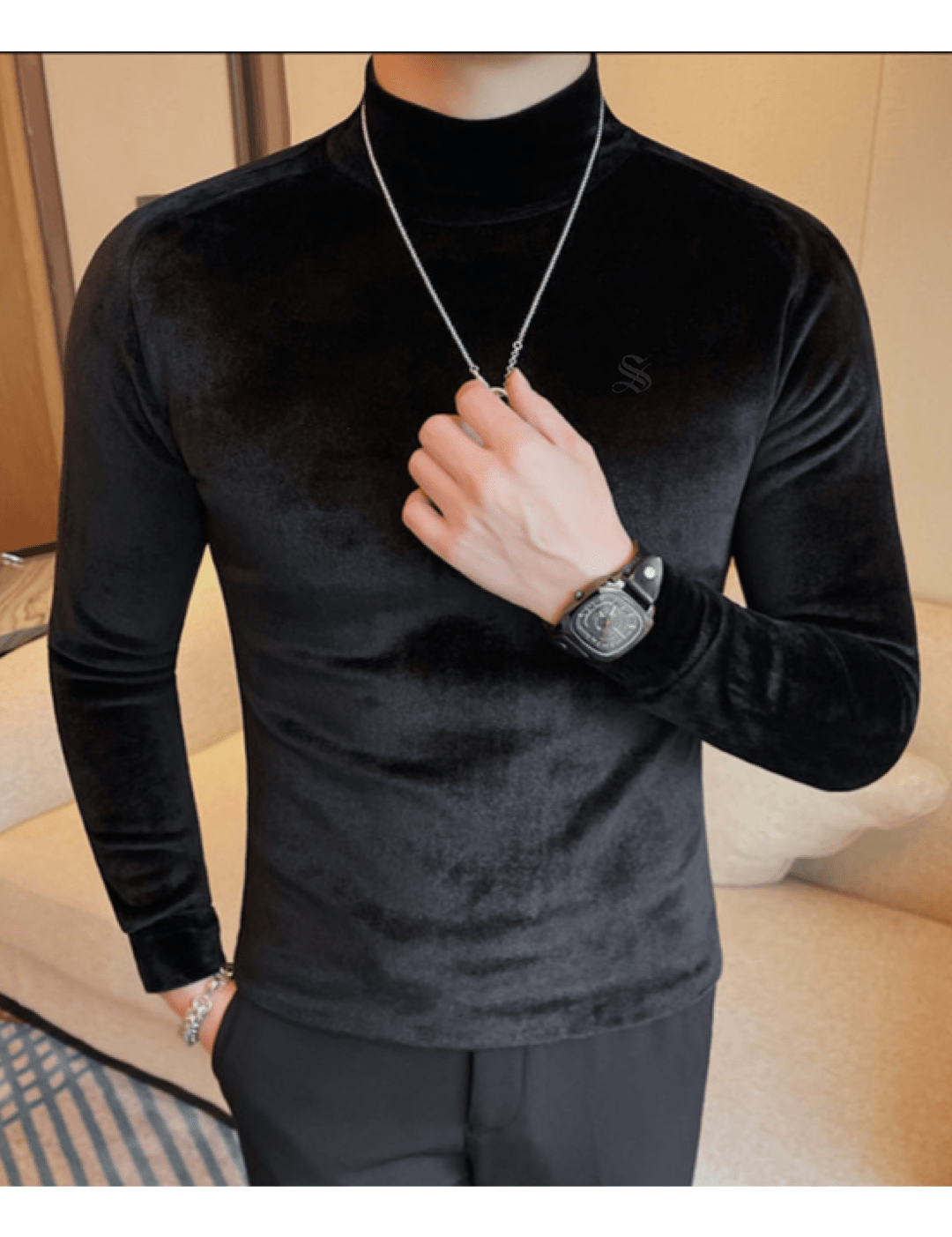 ULG 4 - High Neck Long Sleeve Shirt for Men - Sarman Fashion - Wholesale Clothing Fashion Brand for Men from Canada